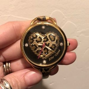 Betsey Johnson leopard print heart watch